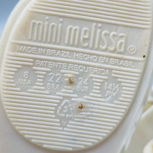 Mini Melissa Shoes Girls 8 White Mary Jane Beauty & Beast Mrs Potts Chip Flats - Picture 10 of 11